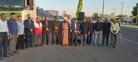 برگزاری آئین بدرقه کاروان تجهیزات موکب های اربعین شهرستان خرمدره