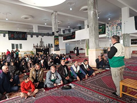 اقامه عزای فاطمیه در روستاهای بخش انگوران شهرستان ماهنشان با حضور خادمان ستاد توسعه و بازسازی عتبات عالیات